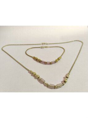 925 Sterling Silver Italian Set - Snake Chain Necklace & Bracelet - Vintage Lave